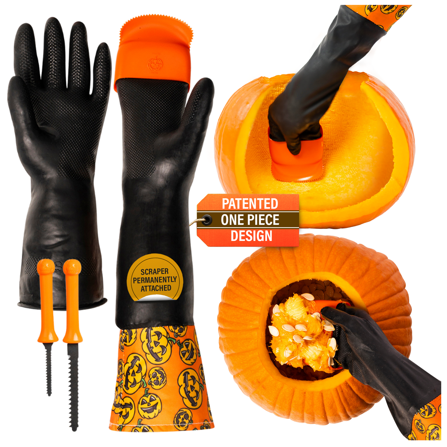 Adult Pumpkin Glove Scraper Kit