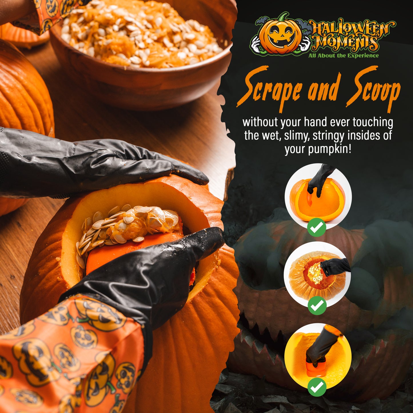 2-Pack Pumpkin Glove Scraper Bundle Kit - Adult