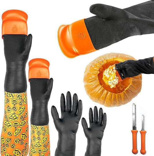 Adult + Kids Family Pumpkin Glove Scraper Combo Kit